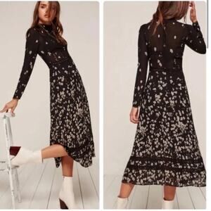 Reformation Natalia Lace Trim Midi Dress